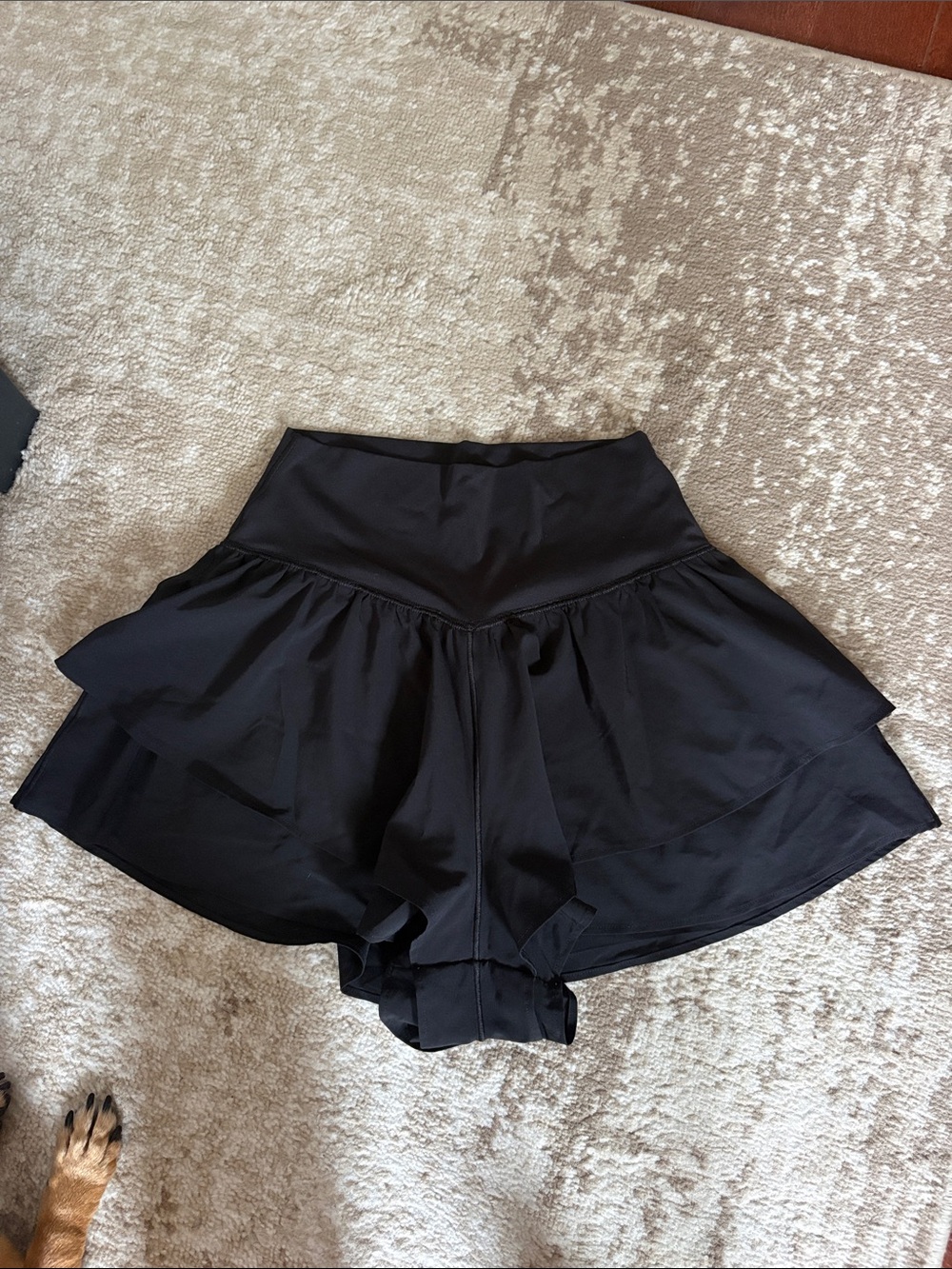 aerie Black Layered Flounce Skort Shorts
